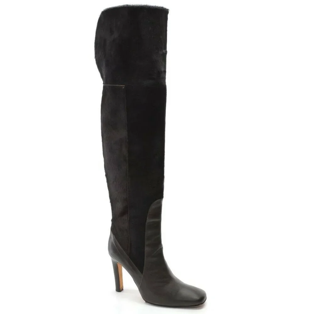 Tania Spinelli Calf Pony Hair Over Knee Boots 39.5